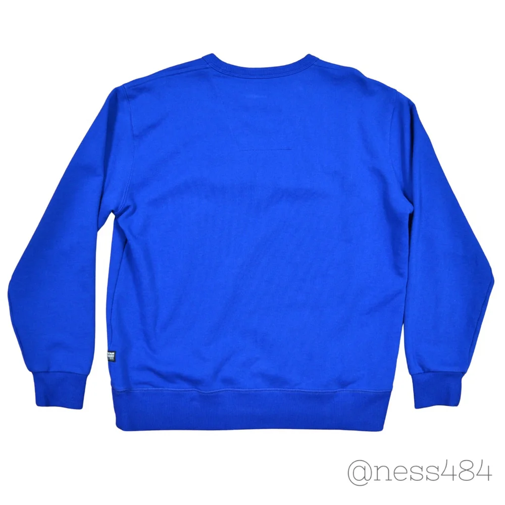 G Star Raw Men Blue Crewneck Sweatshirt Long Sleeve Graphic Print‎ Logo Size L